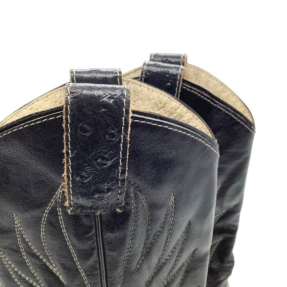 Vintage RALEIGH Kids Sz 1 Ostrich Leather Cowboy Boots Embroidered Wing 4156 VTG - Picture 10 of 12